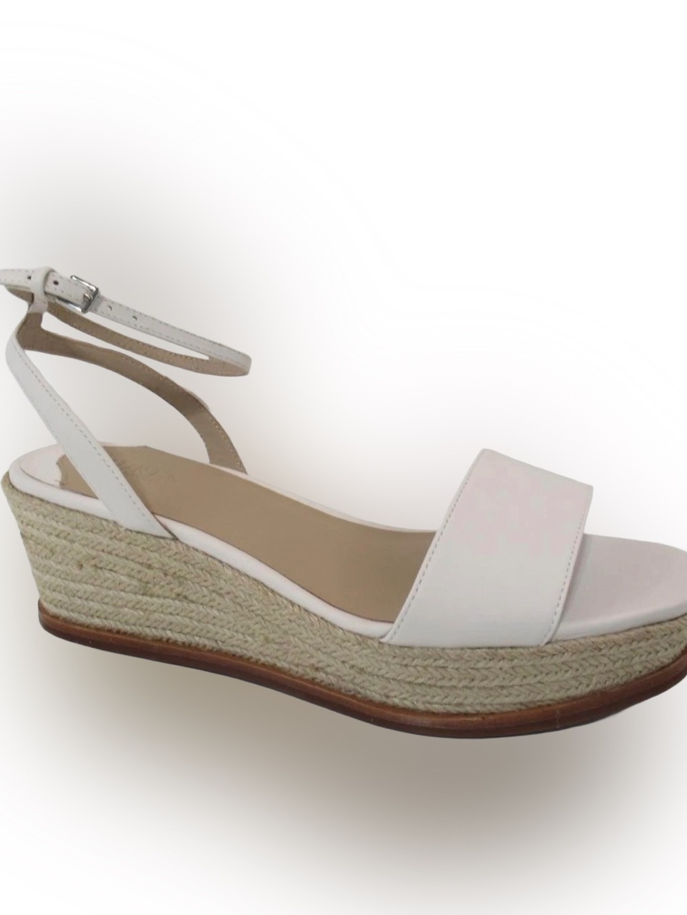 Ralph Lauren Leona Espadrille Platform Wedge Sandals Leather Ivory Sz 9.5 NEW!